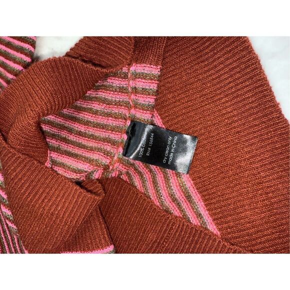 Le Superbe Oh Baby Sweater Womens small Pink Orange Stripe Cashmere - Picture 6 of 6